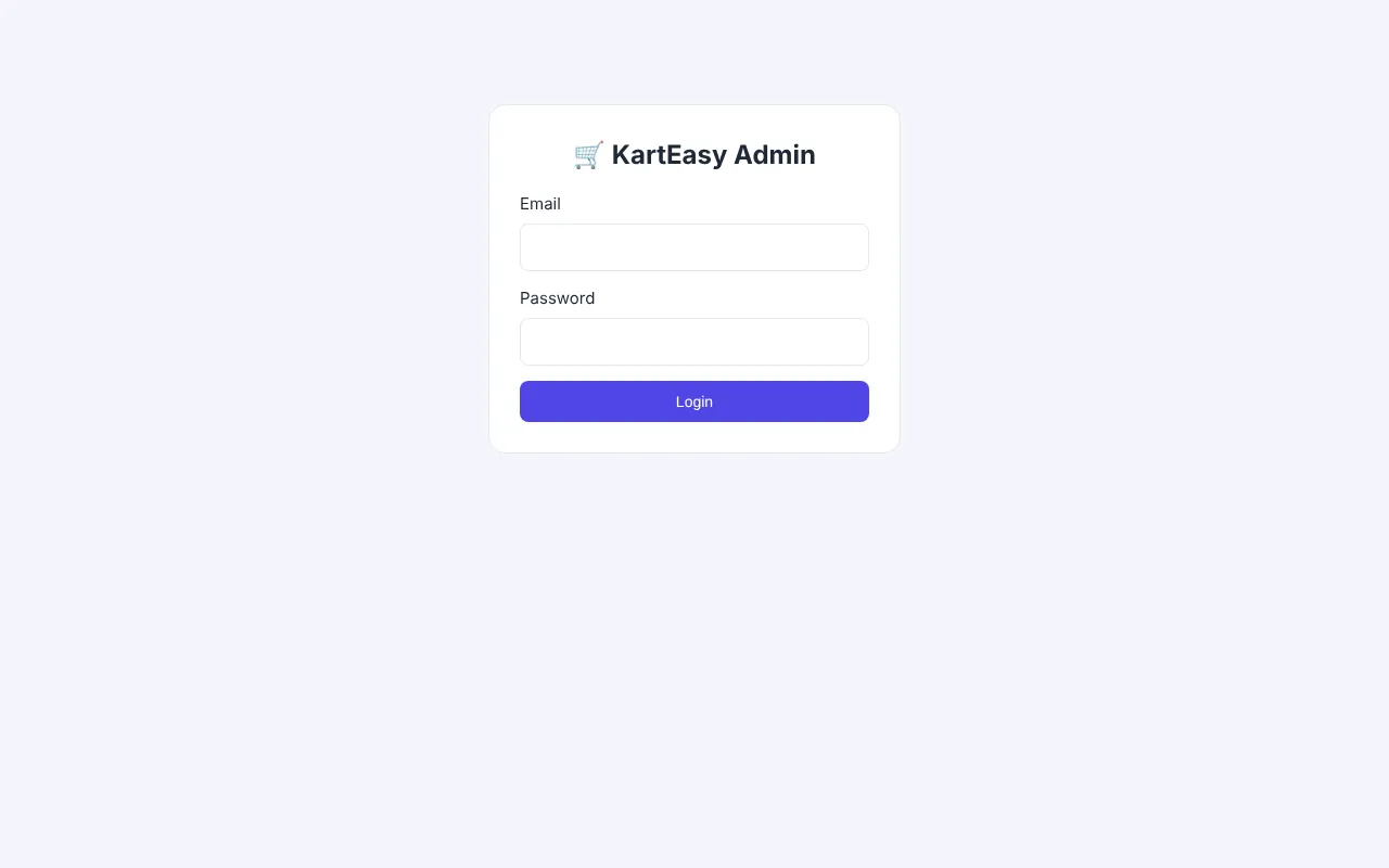 KartEasy admin login page