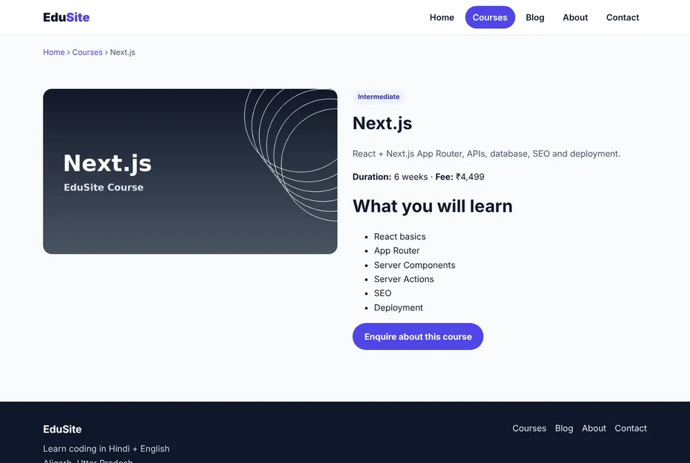EduSite course detail page