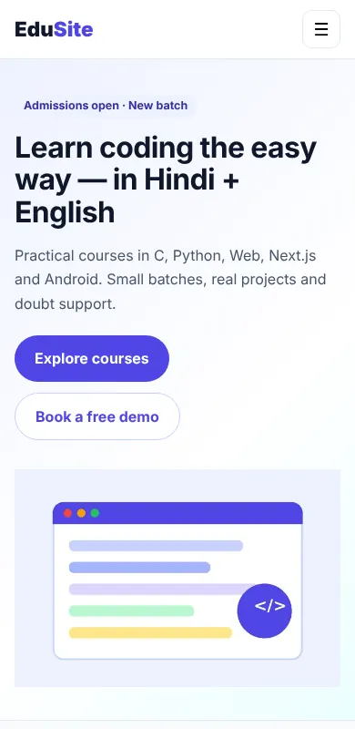 EduSite mobile home page